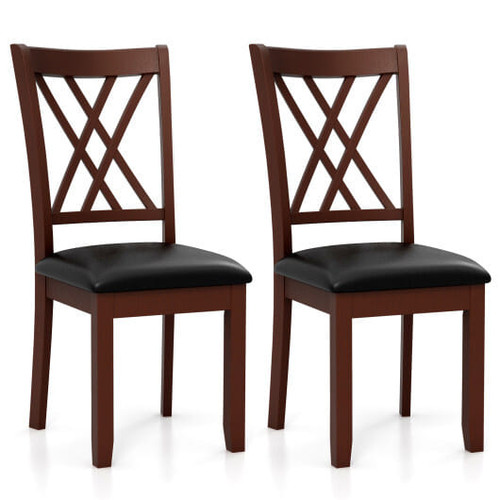 Set of 2 Dining Chair with Backrest and Padded Seat-Brown - Color: Brown D681-KC56572BK