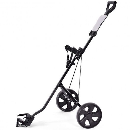 Folding 2 Wheels Push Pull Golf Cart Trolley with Scoreboard - Color: Black D681-SP37205
