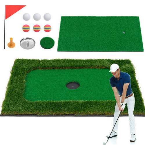 Floating Golf Green for Pool with 6 Golf Balls and Golf Flag - Color: Green D681-SP38335