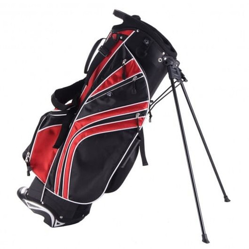 Golf Stand Cart Bag with 6-Way Divider Carry Pockets-Red - Color: Red D681-SP36394RE