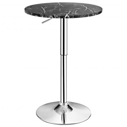 360?° Swivel Cocktail Pub Table with Sliver Leg and Base-Black - Color: Black D681-HW65412BK
