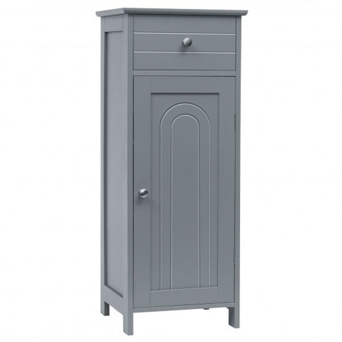 Wooden Storage Free-Standing Floor Cabinet with Drawer and Shelf-Gray - Color: Gray D681-HW66372GR
