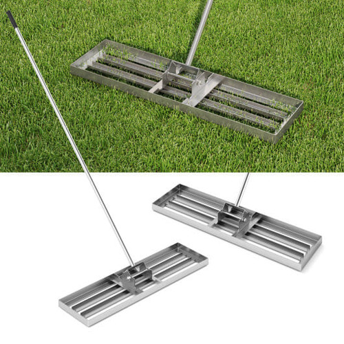 36 x 10 Inch Lawn Leveling Rake with Ergonomic Handle-Silver - Color: Silver D681-GT4045SL