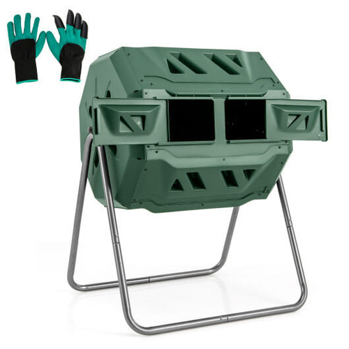 360?° Rotatable Tumbling Composter with 2 Sliding Doors-Green - Color: Green D681-GT4159GN