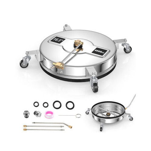 4000PSI Pressure Washer Surface Cleaner Stainless Steel with Casters - Color: Silver D681-AU10020