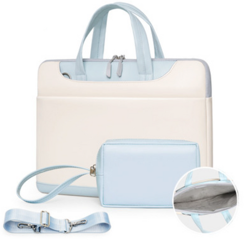 Color: Clear Sky Blue Power Pack, Size: 13.3inches - Leather Large Capacity Laptop Case Q119-CJNS173955327AZ