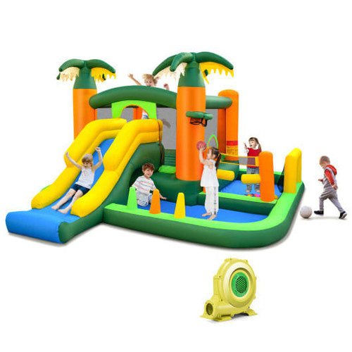 Big Inflatable Bounce House with Slide and Ball Pits for Indoor and Outdoor with 735W Blower - Colo D681-NP10907+EP24683