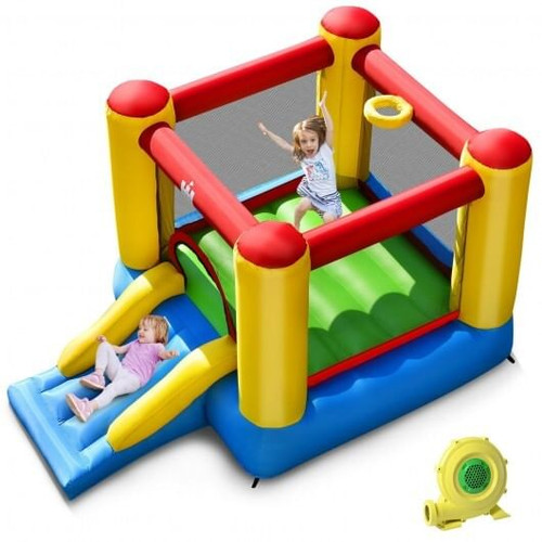 Kids Inflatable Bounce House with Slide and 480W blower B593-OP70738