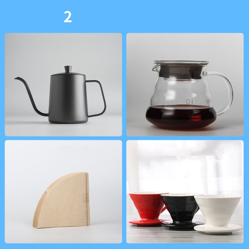 style: 4 Style - Hand-Made Coffee Pot Set, Household Drip-Type Filter Cup, Glass Sharing Pot, Coffe Q119-CJCJ108811704DW