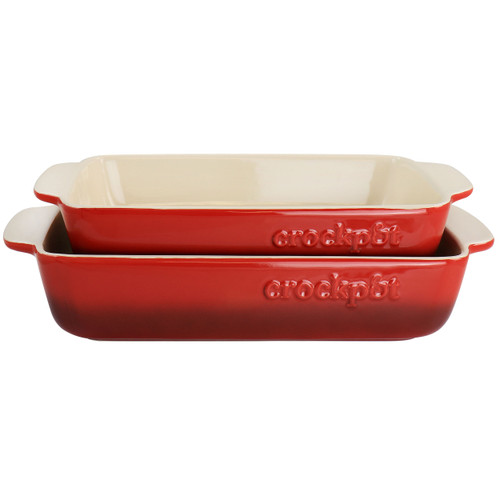Crock Pot Artisan 2 Piece Stoneware Bake Pans in Gradient Red D970-120183.02RR