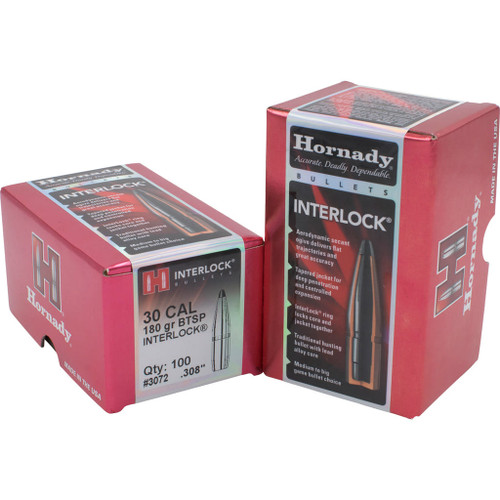 Hornady Traditional Rifle Bullets 30 Cal. .308 180 gr. BTSP Interlock 100 Box R557-1702152