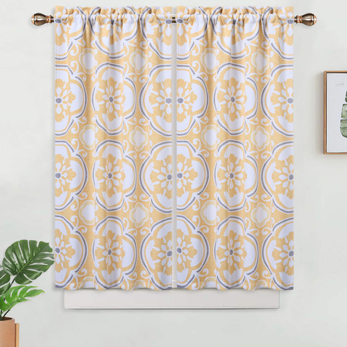 US 2PCS Blackout Fabric Tier Curtains for Kitchen Windows Classic Butterfly Antennae Medallion Prin K484-PHO_0G2SDMOW_US