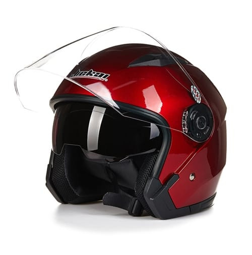 Motorcycle Dual Lens Open Face Capacete Motorcycle Vintage Style Helmets  red_M K484-PAU_04CQS6JS