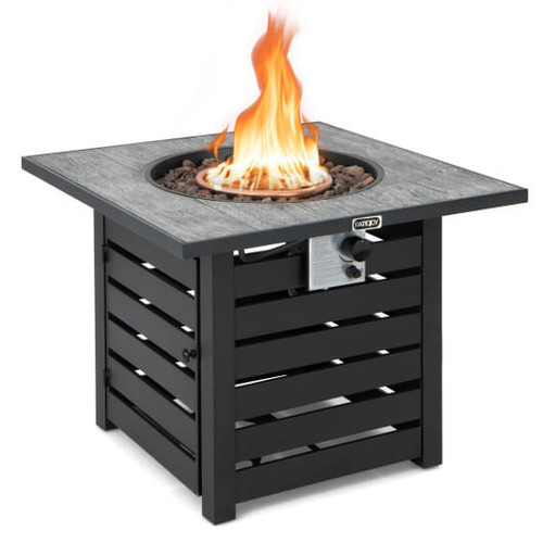 Square Propane Fire Pit Table with Lava Rocks and Rain Cover B593-NP10459