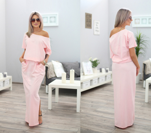 Color: Pink, Size: XL - ummer Long Maxi BOHO Evening Blue Q119-CJNSSYLY00153-Pink-XL
