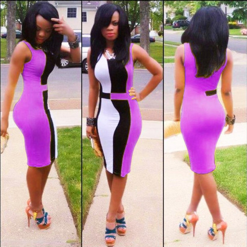 European and American sexy fashion stitching dress Q119-CJNSSYLY00800