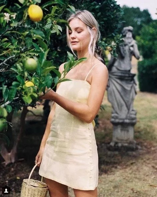 Summer women's new European and American foreign trade sexy side buckle flat Slim cotton linen dress Q119-CJNSSYLY01575