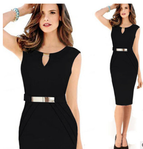 Best selling metal piece V-neck slim temperament pencil dress Q119-CJNSSYLY00809