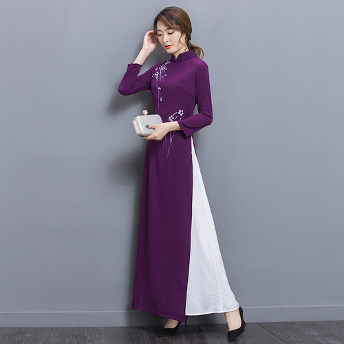 Chinese style women's temperament improved cheongsam long retro dress tea service Q119-CJNSSYLY00875