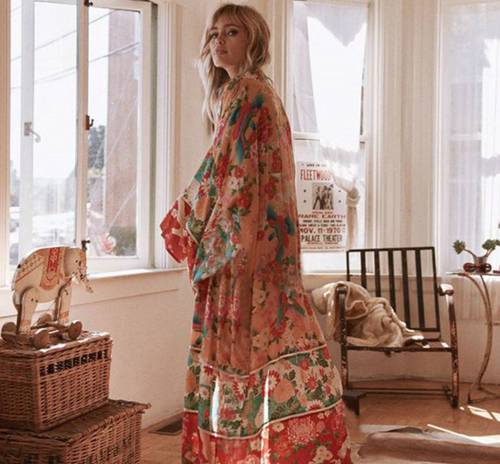 Europe and the United States explosion models chiffon printing loose large size cardigan beach skir Q119-CJNSSYLY01997