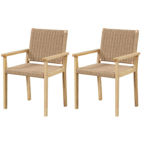 Indoor Outdoor Wood Chair Set of 2-Natural - Color: Natural D681-JV11136NA