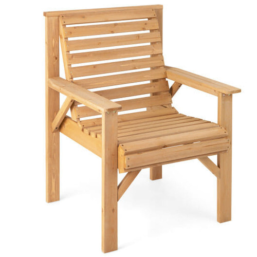 Outdoor Solid Fir Wood Chair with Inclined Backrest - Color: Natural D681-NP10921BN