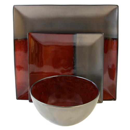 Gibson Elite Decadence 12-Piece Square Dinnerware Set D970-116874.12