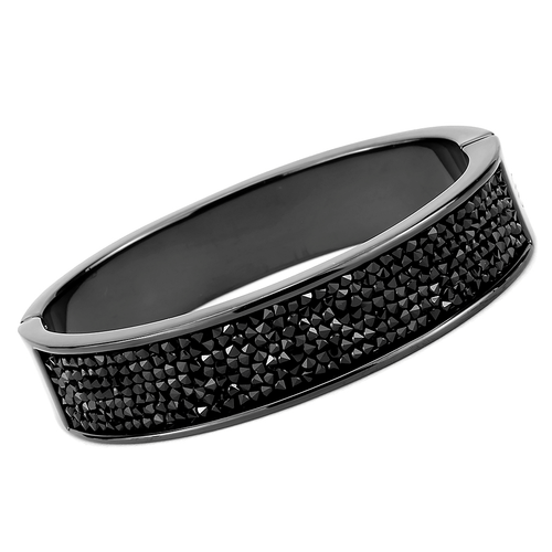 LO4286 - IP Black(Ion Plating) Brass Bangle with Top Grade Crystal  in Jet A874-LO4286