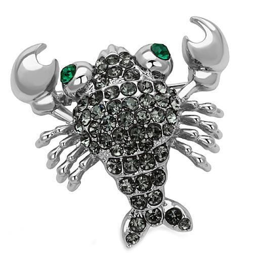 LO2850 - Imitation Rhodium White Metal Brooches with Top Grade Crystal  in Emerald A874-LO2850