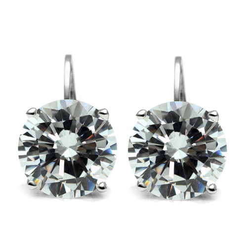 3W090 - Rhodium Brass Earrings with AAA Grade CZ  in Clear A874-3W090