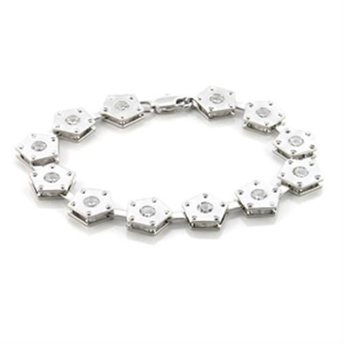 LO584 - Matte Rhodium & Rhodium Brass Bracelet with AAA Grade CZ  in Clear A874-LO584
