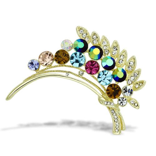 LO2929 - Flash Gold White Metal Brooches with Top Grade Crystal  in Multi Color A874-LO2929