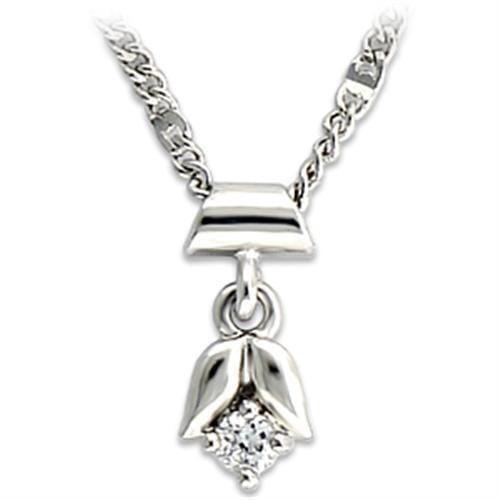 LO735 - Rhodium Brass Chain Pendant with AAA Grade CZ  in Clear A874-LO735