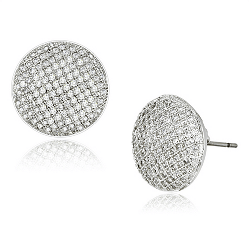 3W388 - Rhodium Brass Earrings with AAA Grade CZ  in Clear A874-3W388