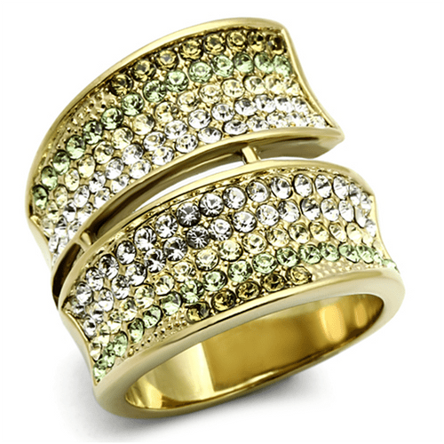 TK1146 - IP Gold(Ion Plating) Stainless Steel Ring with Top Grade Crystal  in Multi Color A874-TK1146