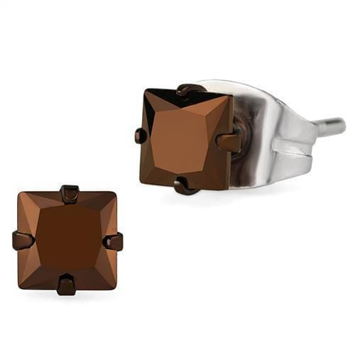 TK2582 - Two Tone IP Light Brown (IP Light coffee) Stainless Steel Earrings with AAA Grade CZ  in L A874-TK2582