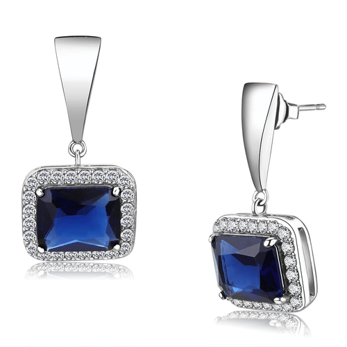 TK3684 - High polished (no plating) Stainless Steel Earrings with Synthetic  in Montana A874-TK3684