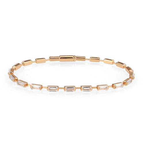 3W1711 - Rose Gold Brass Bracelet with AAA Grade CZ in Clear A874-3w1711