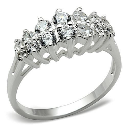 SS056 - Silver 925 Sterling Silver Ring with AAA Grade CZ  in Clear A874-SS056
