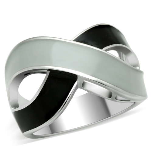 TK265 - Rhodium Stainless Steel Ring with Epoxy  in No Stone A874-TK265