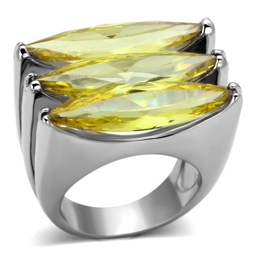 LOA850 - Rhodium Brass Ring with AAA Grade CZ  in Topaz A874-LOA850