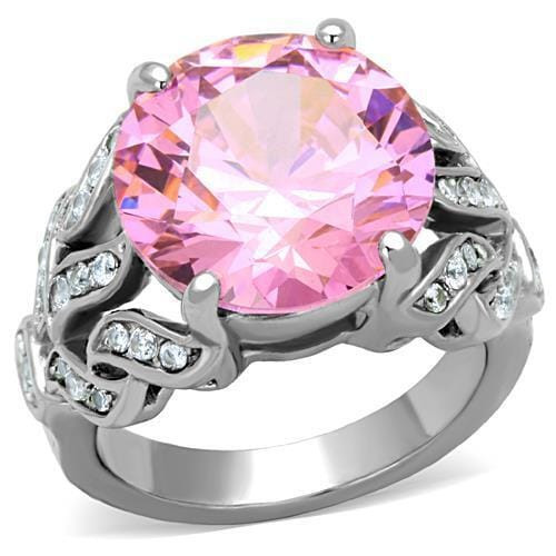 TK1512 - High polished (no plating) Stainless Steel Ring with AAA Grade CZ  in Rose A874-TK1512
