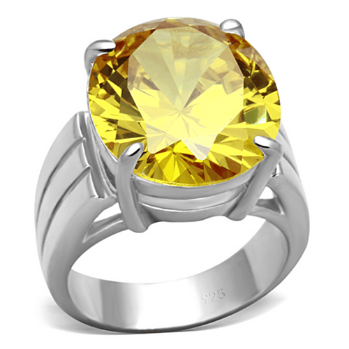 LOS677 - Silver 925 Sterling Silver Ring with AAA Grade CZ  in Topaz A874-LOS677