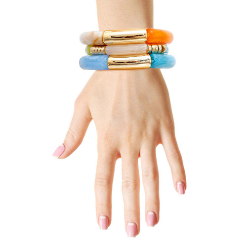 Multi Color Tube Stretch Bangle Set T226-9485633519935