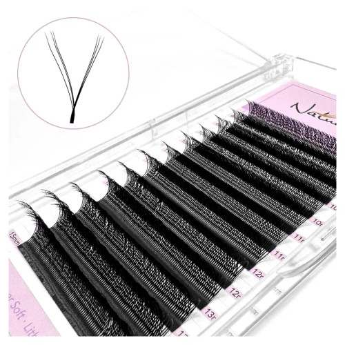 Color: Brushed Slate, Curl: LU, Thickness: 0.07mm, Length: 16mm - NATUHANA 3D 4D WW  Shaped Eyelash F640-12000043095904014