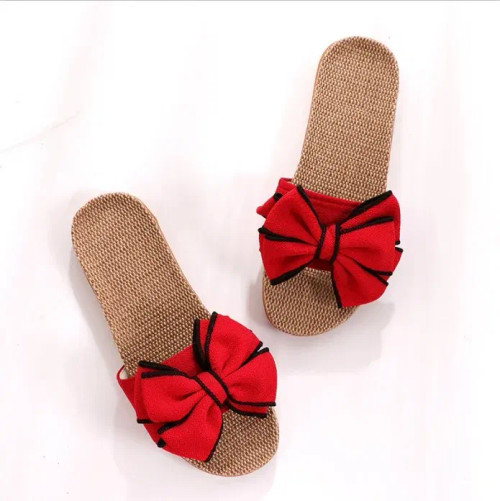 Color: Red, Shoe Size: 37 - Mntrerm 2024 New Casual Sneakers For Home Slippers Summer Bow-knot Soft F640-66783956756