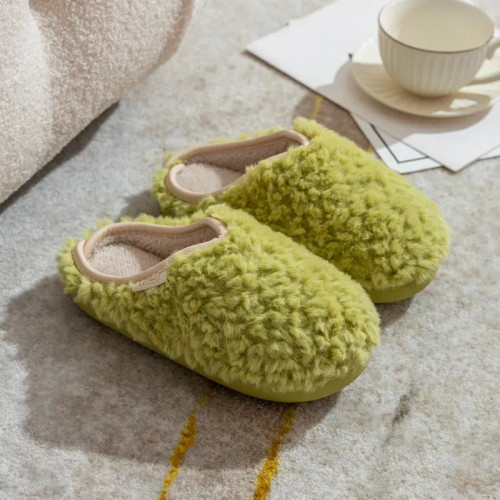 Color: Olivine, Shoe Size: 38-39, Ships From: CHINA - Crestar Warm Fluffy Women Slippers Winter New F640-12000043893327543