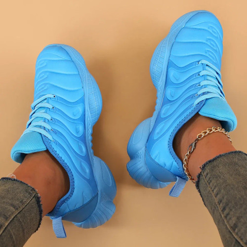 Color: Blue, Shoe Size: 37 - Women Sneakers 2024 Fashion Rainbow Color Platform Shoes Casual Walkin F640-12000031016880121