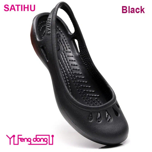Color: black, Shoe Size: 35 - Self shipped Satihu Summer New Lightweight Anti Slip Hole Shoes  Clog F640-12000037947365566