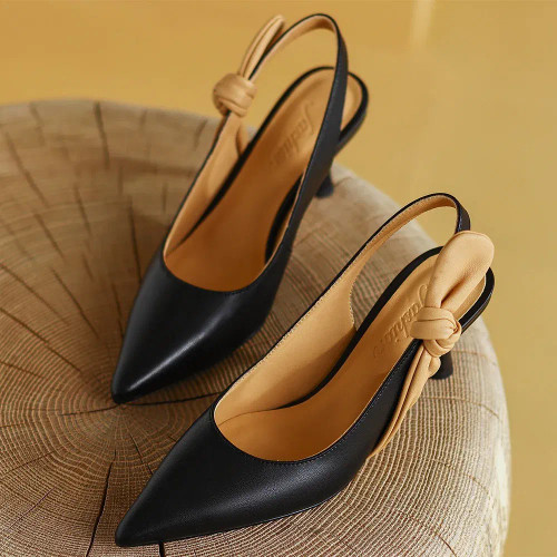 Color: Gold, Shoe Size: 39 - JOCHEBED HU?‘Summer Genuine Leather Shoes Women Pointed Toe Thin Heel  F640-12000028964541368